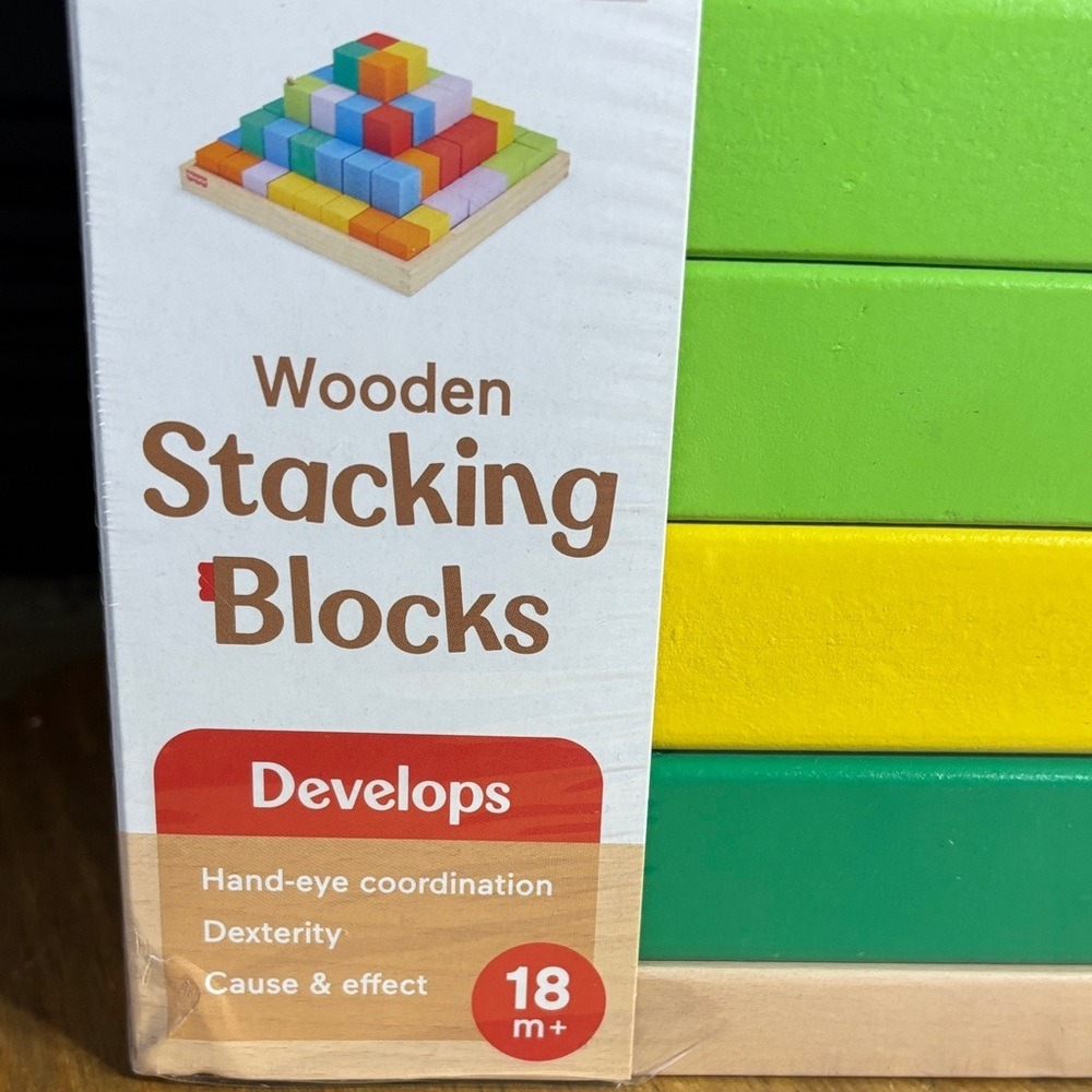 Fisher-Price Toddler Wooden Stacking Blocks 65 Pieces Preschool Learning Toy NEW - Picture 4 of 13